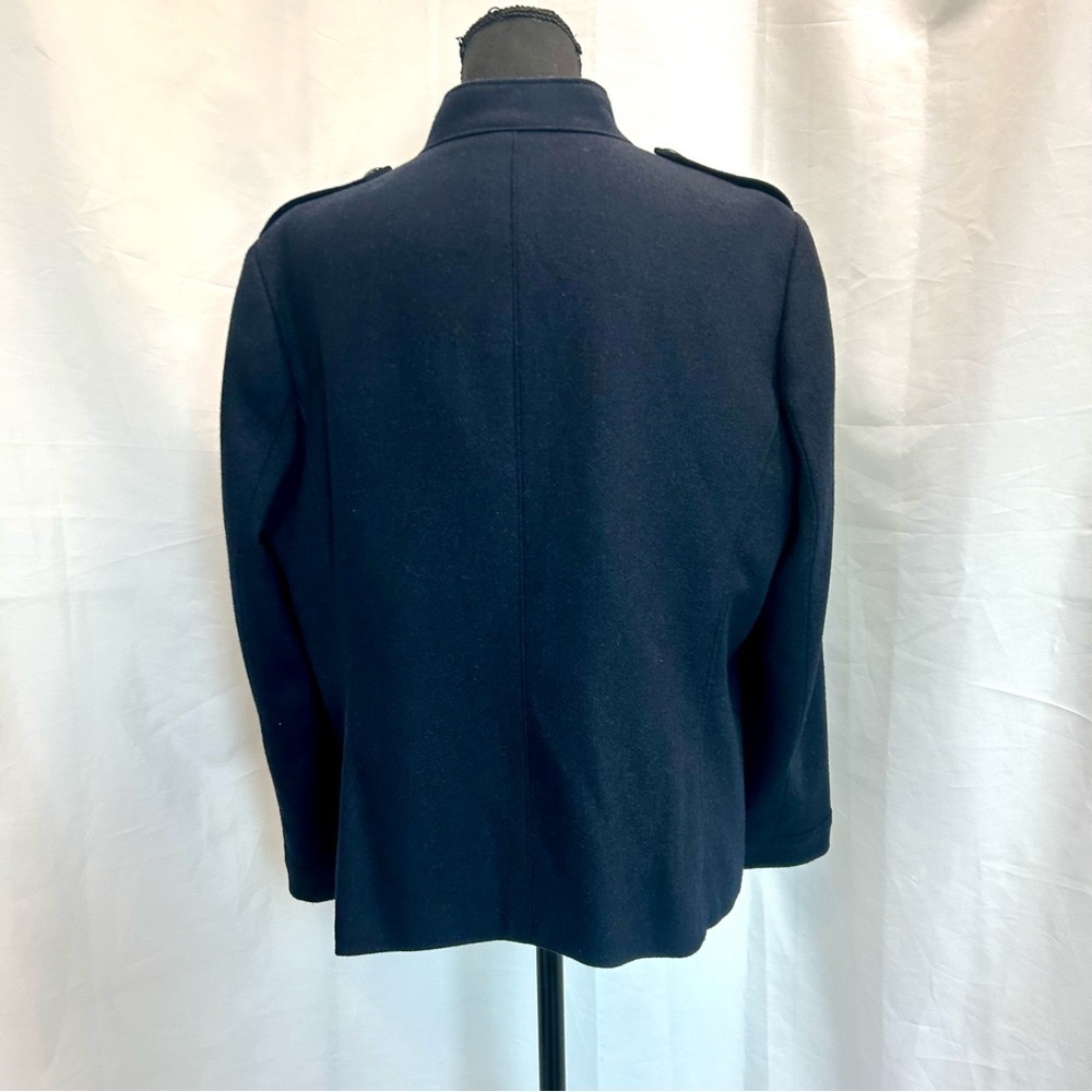 Brooks Brothers Red Fleece dark navy blue wool long sleeve military jacket coat - Picture 4 of 14